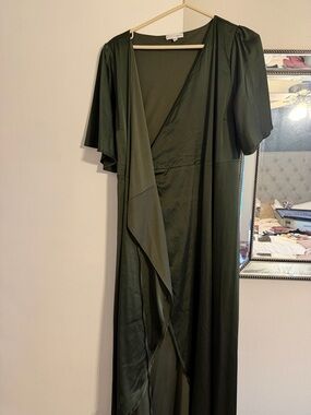 Baltic Born Olive Green Wrap Maxi Dress